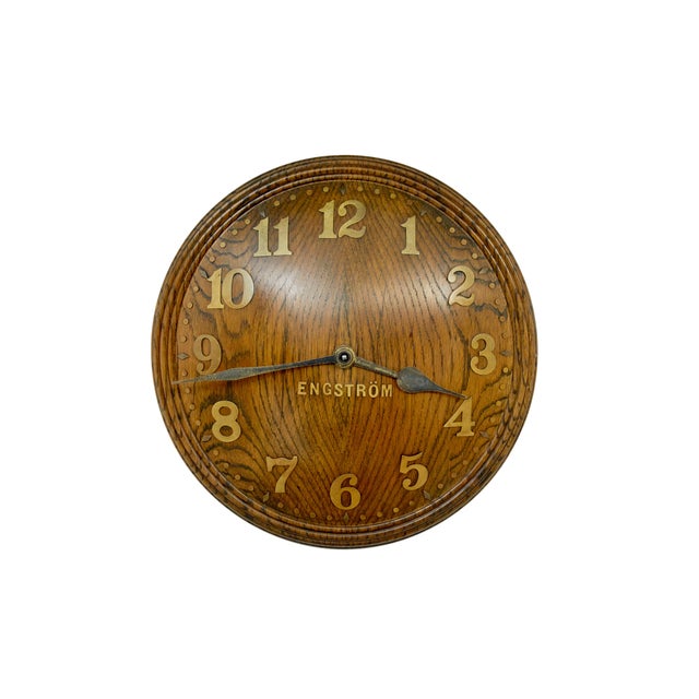 1930s Art Deco Oak Wall Clock by Engström for Zenith, 1930s For Sale - Image 5 of 5