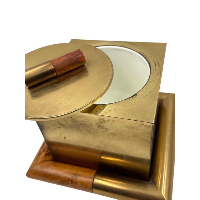 Wood 1970s Mid-Century ModernTommaso Barbi, Brass Luxury Ice Bucket For Sale - Image 7 of 9