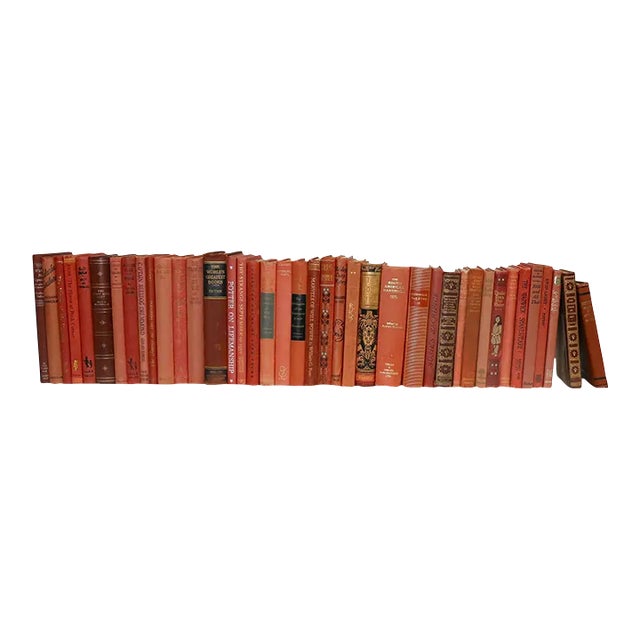 Decorative Books - Vintage Petite Brick Books - Red Books By The Foot For Sale
