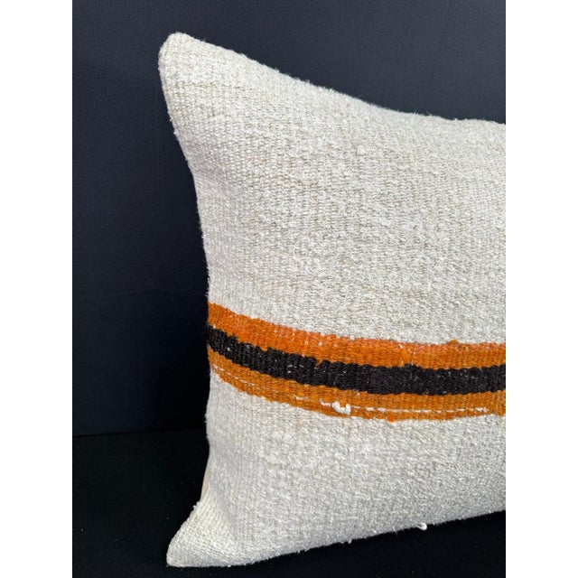 Turkish Hemp Pillow Cushion Natural Beige Orange Cushion Cover 20"x20" #30598 Enhance your home decor with our Kilim...