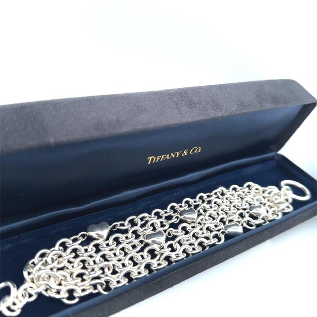 Silver Tiffany & Co. Sterling Silver 5-Strand Puffed Heart Bracelet 95.62g For Sale - Image 8 of 9