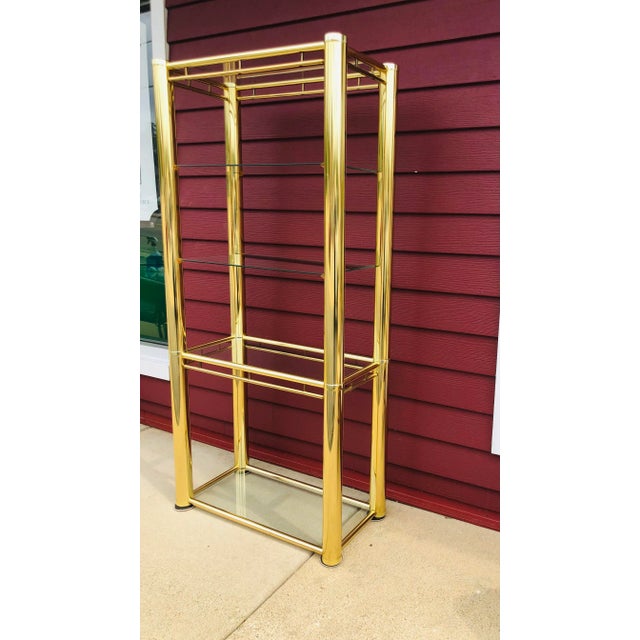 Contemporary Vintage Milo Baughman Style Brass Etagere For Sale - Image 3 of 6