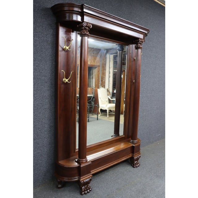 Monumental 19th C. American Empire Revival Mahogany Hall Mirror For Sale In Philadelphia - Image 6 of 13