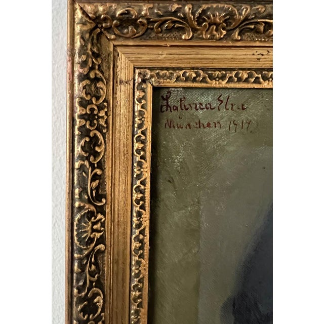 1910s 1914 French Woman Portrait Oil Painting For Sale - Image 5 of 7