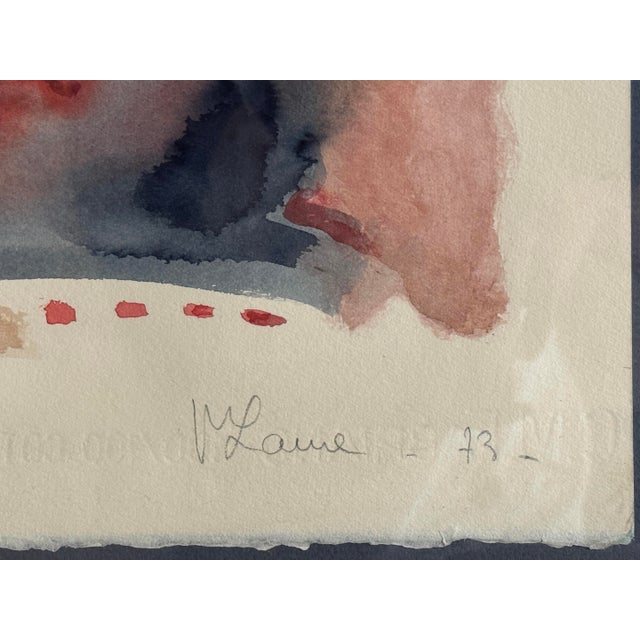 1970sDynamic Abstract Watercolor by French Artist, Marie Luare-Ilie For Sale - Image 11 of 12