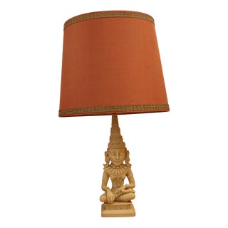Lamp with Young Buddha Sculpture in Oxiolite attributed to Santini, 1960s For Sale