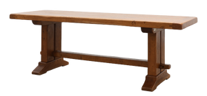 Vintage Oak Trestle Table with Pegged Stretcher, France, 1950s