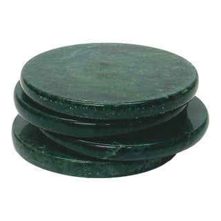 Natural Green Marble Coasters - Set of 4 For Sale