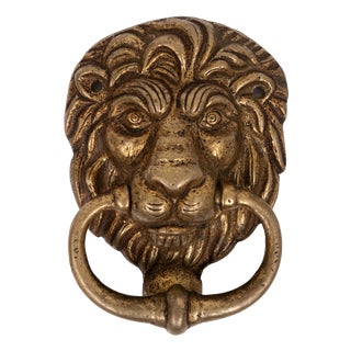 Dutch Bronze Lions Head Door Knocker, 1920s For Sale