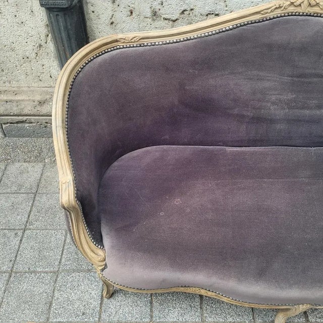 1990s Napoleon III Corbeille Sofa in Grey Oak, France, 1990s For Sale - Image 5 of 18