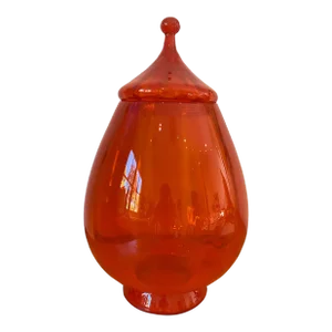 Vintage Empoli Orange Circus Tent Apothecary Jar, Extra Large