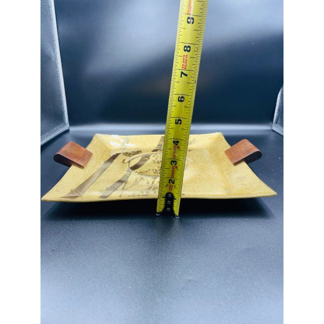 Vintage Ernest Sohn Glass Gold Serving/Display Trays With Bamboo Motif- Set of 2 For Sale - Image 11 of 13