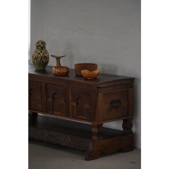 Danish Baroque Oak Sideboard with Carved Details, 1750s For Sale - Image 14 of 17