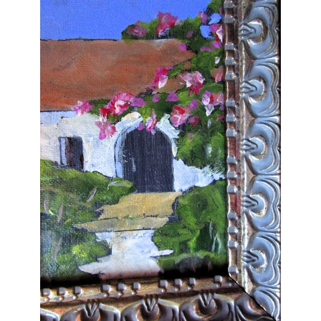 2020s Framed Mission Garden Door Lynne French 4x6 Landscape Oil Painting For Sale - Image 5 of 5