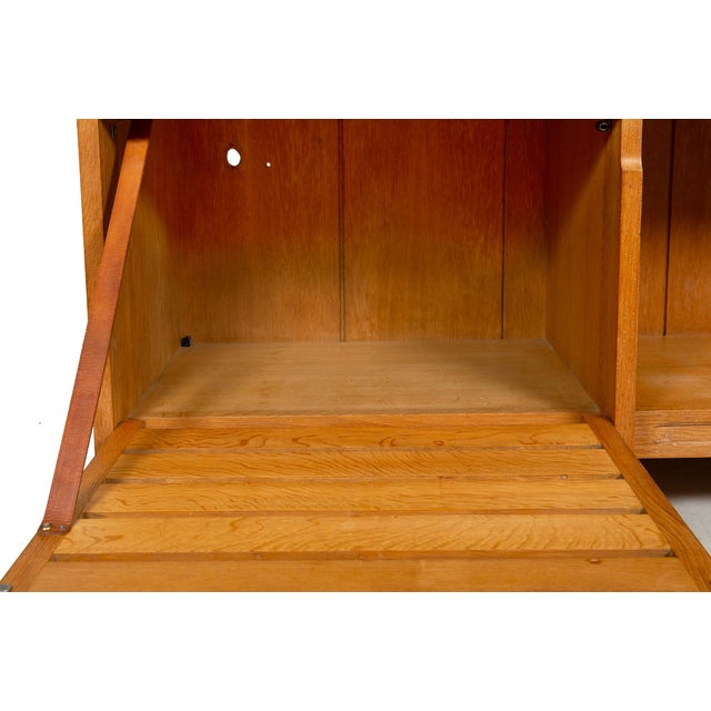 French Modernist Oak Bar Cabinet Bookshelf by Guillerme and Chambron For Sale - Image 15 of 16