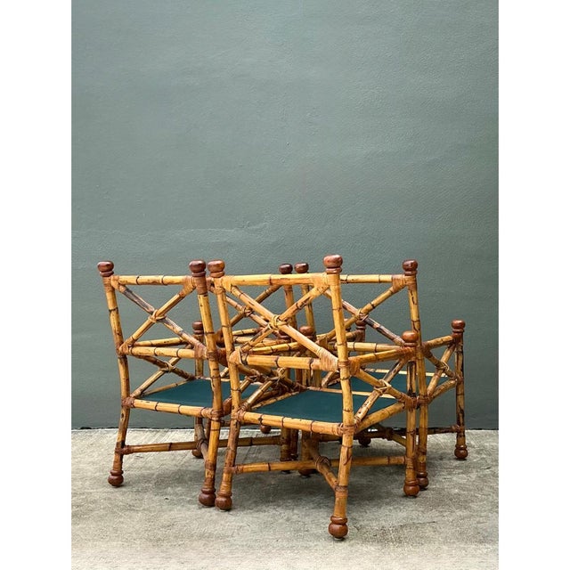 Vintage Bamboo X-Backdining Chairs - Set of 4 For Sale - Image 4 of 15