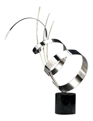 Abstract Chrome Sculpture on Marble base C. Jere signed