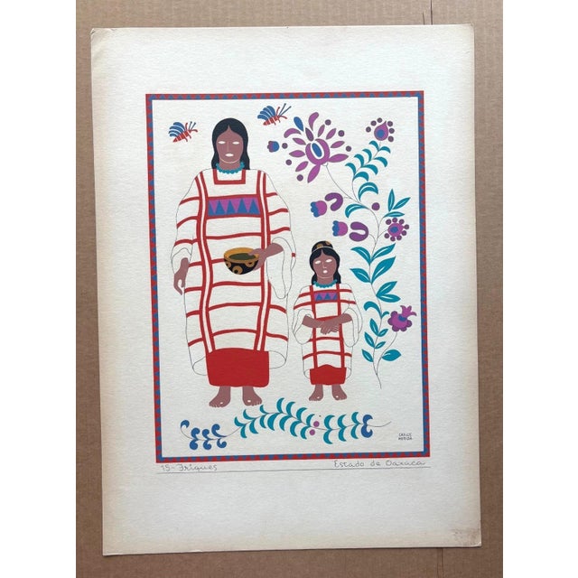 Up for sale is this gorgeous silkscreen print by Carlos Mérida, from Trajes Regionales Mexico, a limited portfolio...