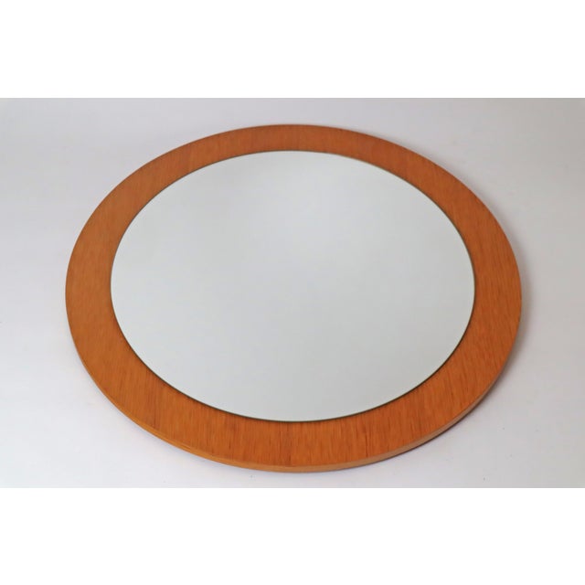 Scandinavian Round Wall Mirror in Oak, Denmark, 1970s For Sale - Image 8 of 11