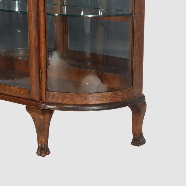 Victorian Antique Rj Horner Foliate Carved Oak China Cabinet With Mirror Circa 1900, Attributed For Sale - Image 3 of 17