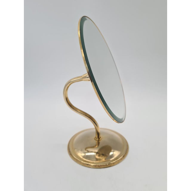 Gold Vintage Table Mirror with Beveled Glass and Adjustable Stand, 1970s For Sale - Image 8 of 10