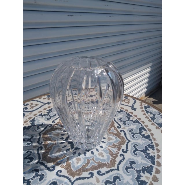 Late 20th Century Heavy Etched Crystal Vase For Sale - Image 5 of 5