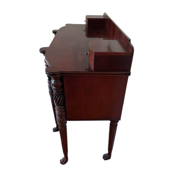 1980s Henredon Flame Mahogany Sideboard Buffet Credenza Hepplewhite Paw foot Huntboard For Sale - Image 17 of 17