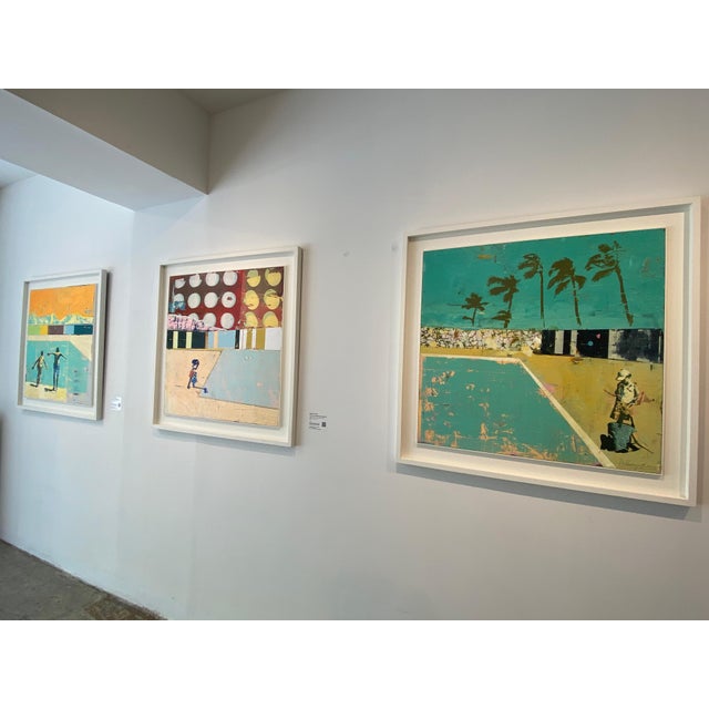 Contemporary Dan Parry-Jones, Girls, Pool and Palm Trees, 2025, Mixed Media, Framed For Sale - Image 3 of 8