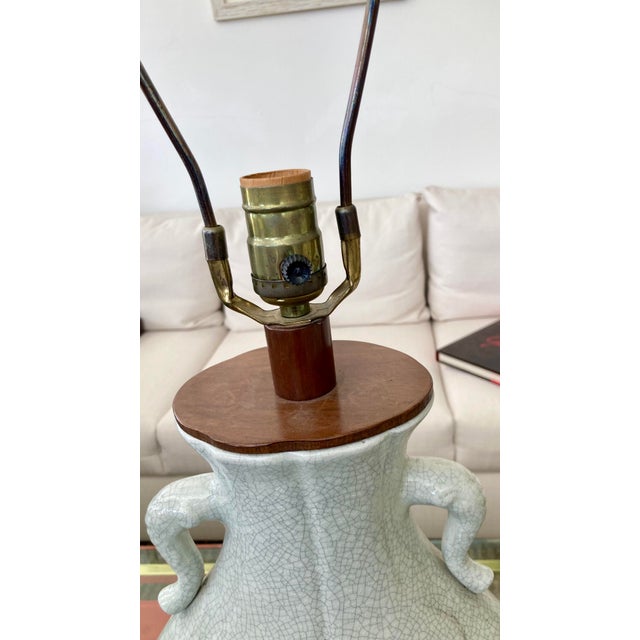 Light Green Celedon Ceramic Asian Table Lamps - a Pair For Sale - Image 8 of 12