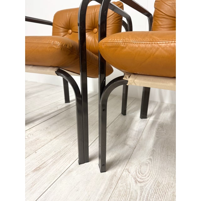 Italian Leather Chairs, 1970s, Set of 4 For Sale - Image 5 of 15