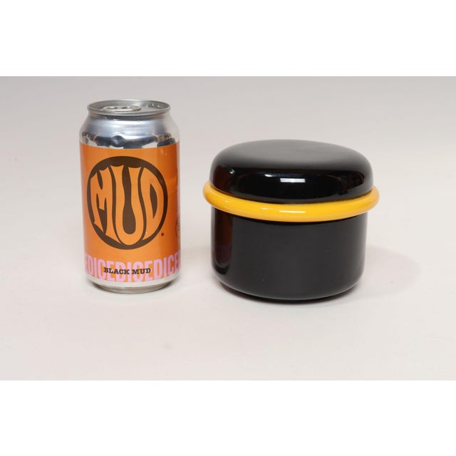 Vintage Italian Black and Yellow Lidded Ceramic Jar by Pino Spagnolo for Sicart For Sale In New York - Image 6 of 10
