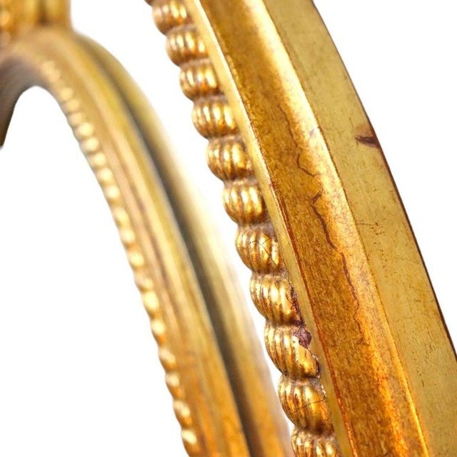 Antique Gilt Wood Parclose Oval Wall Mirror C1930 For Sale - Image 4 of 7