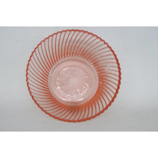 Federal Glass Pink Depression Era Cereal Bowl Diana Swirl Optic Pattern 4942b For Sale - Image 11 of 11
