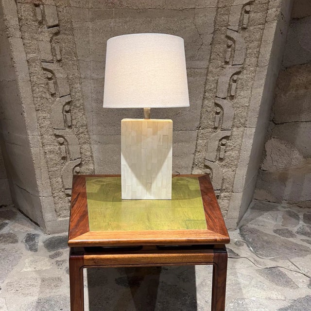 Hollywood Regency Table Lamp by Enrique Garcel, Tessellated Bone, Colombia For Sale - Image 9 of 10