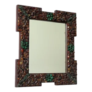 Handmade Semi Precious Jeweled Cruciform Mirror
