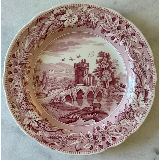 Red Set of 6 Vintage Red and White Spode Archive Collection Plates For Sale - Image 8 of 16