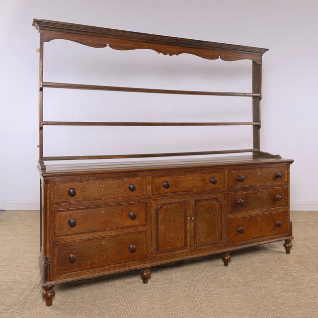 Antique English Welsh Oak Dresser Circa 1850 Victorian Plate Rack For Sale - Image 4 of 11