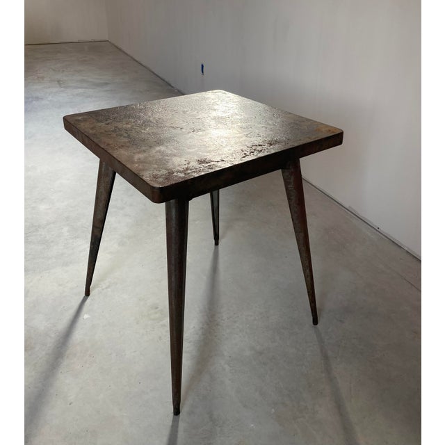 Industrial Steel Square Bistro Table / Desk + Ziggurat Lounge Chair, Set of 2 For Sale - Image 12 of 16