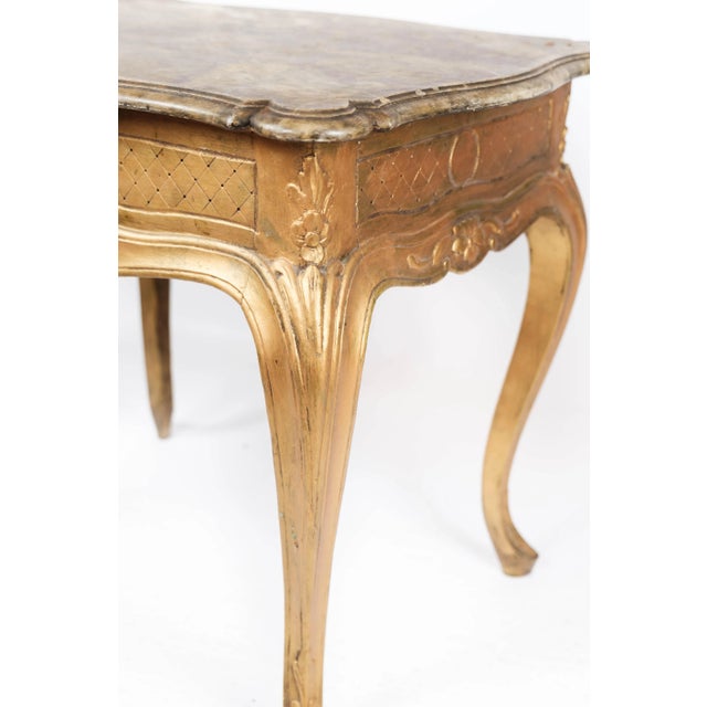 Brown Rococo Revival Side Table with Marble Table Top and Frame of Gilded Wood, 1860s For Sale - Image 8 of 13
