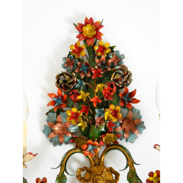 Vintage Hand-Painted and Gilded Metal Wall Lamps by Hans Möller, 1960s, Set of 2 For Sale - Image 10 of 18