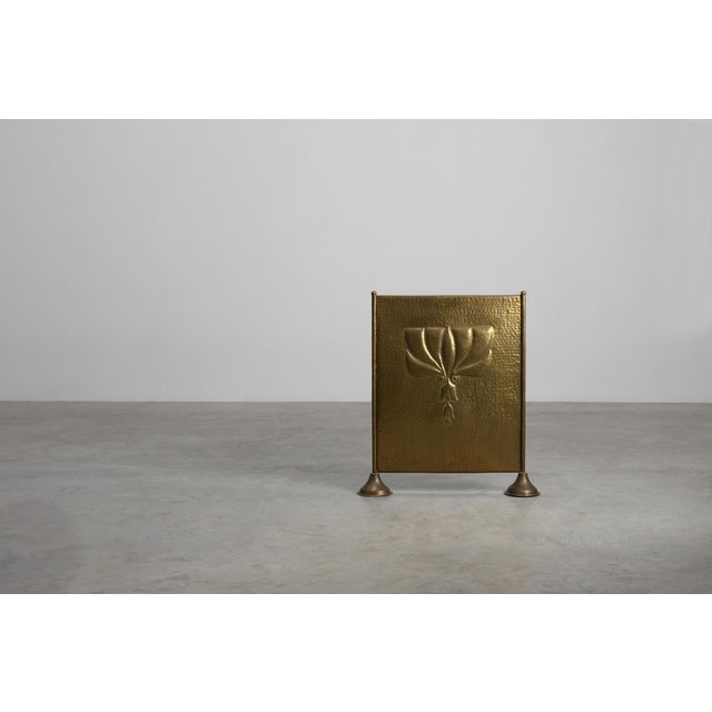 Art Deco Hammered Copper Fireplace Screen, France, 1920s For Sale - Image 9 of 12