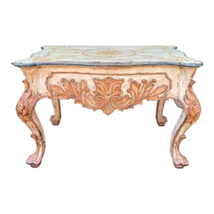 Quatrain for Dessin Fournir Carved Venetian Style Italian Paint Decorated Table