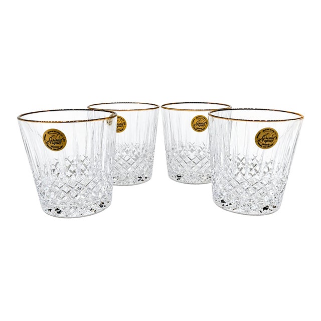 1997 Cristal D’Arques Constance Gold French Crystal Lowball Glasses – Set of 4 For Sale