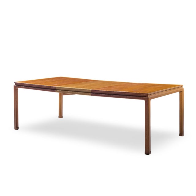 Edward Wormley for Dunbar Mid Century Bleached Mahogany Expanding Dining Table With 2 Leaves For Sale - Image 11 of 13
