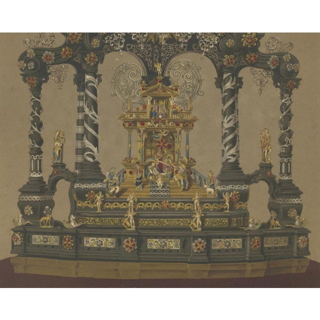 Bavarian Royal Chapel Altar Shrines, 1874, Chromolithographs on Paper, Set of 2 For Sale - Image 12 of 13