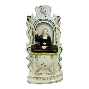 Late 19th Century Staffordshire Figurine of John Wesley in Pulpit