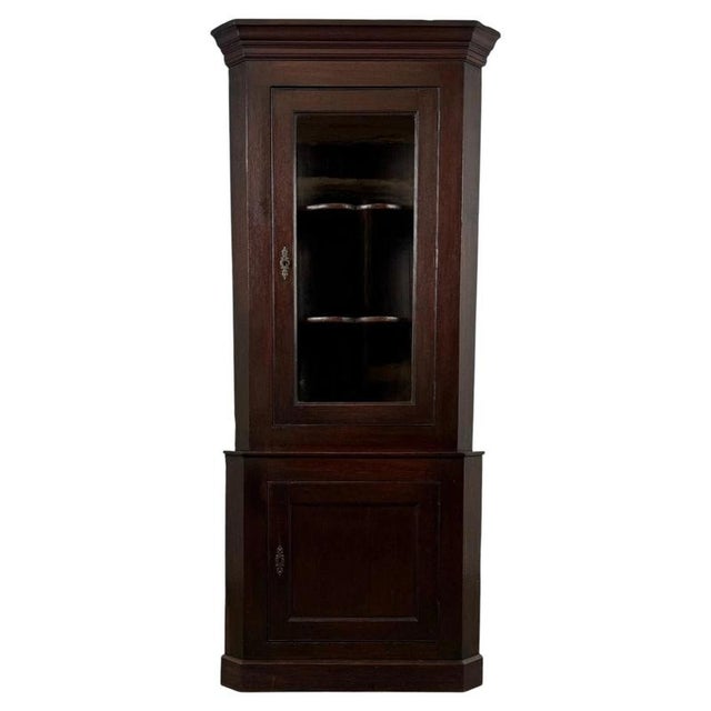 19th Century English Antique Oak Glazed Corner Cabinet For Sale - Image 6 of 6