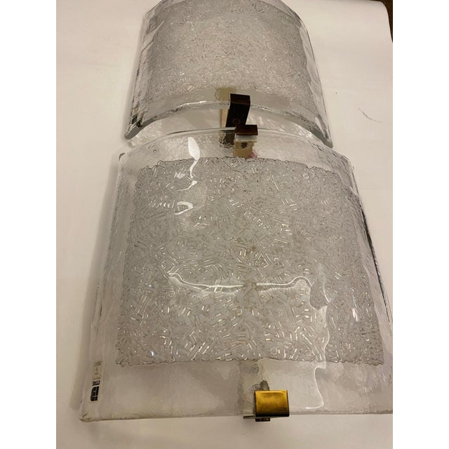 Large Wall Lights in Transparent Glass and Lattimo Cane Segments from Itre, Murano, 1970s, Set of 2, in Flawless...