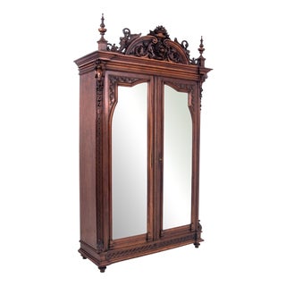 Antique Glass Mirror Wardrobe, France For Sale