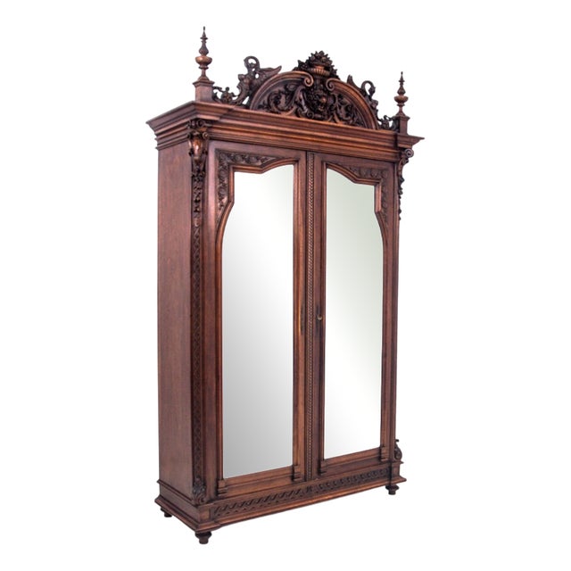 Antique Glass Mirror Wardrobe, France For Sale